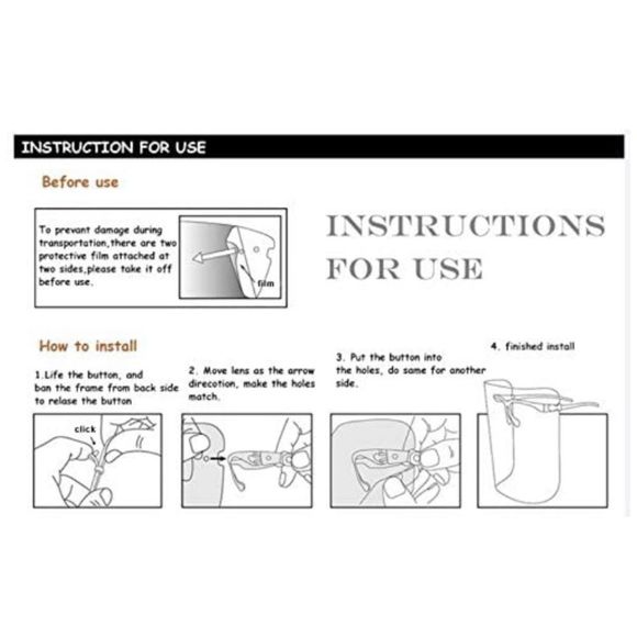 Safety Goggle Face Shield, Clear, Pack of 10 - Picture 6 of 6